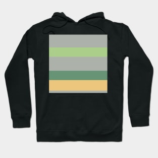 An occassional dough of Silver Foil, Onyx, Slate Green, Laurel Green and Sand stripes. Hoodie